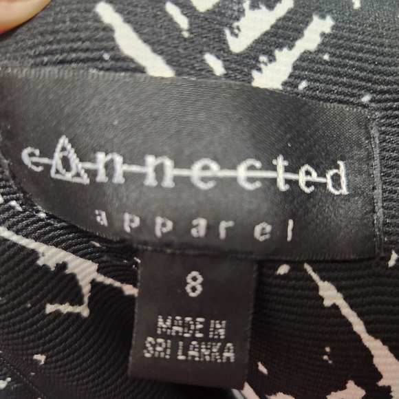 Connected Apparel Black and White Asymmetrical Midi Dress - Picture 4 of 5